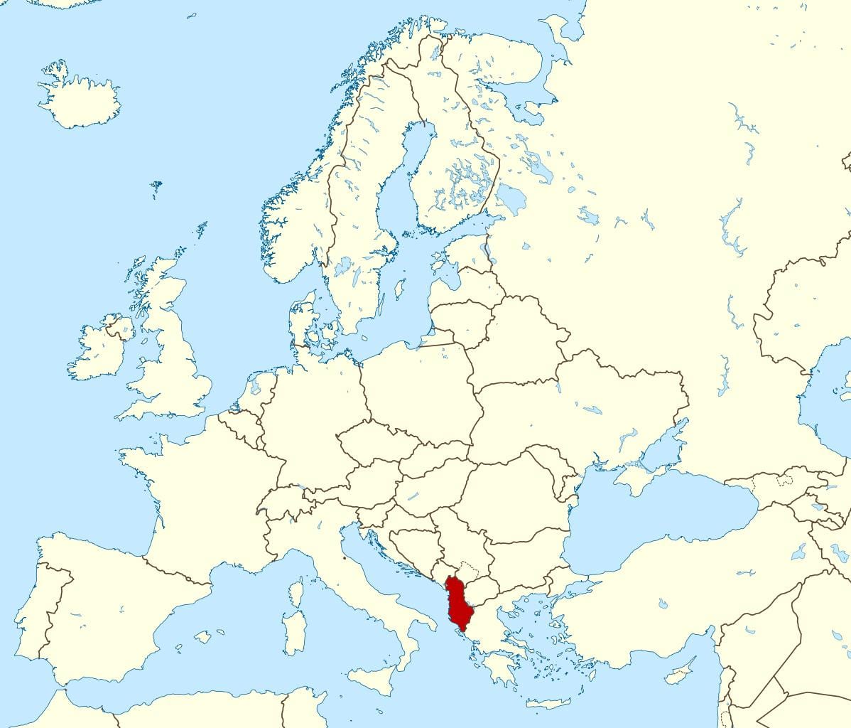 pasaules kartes, kas parāda Albānija