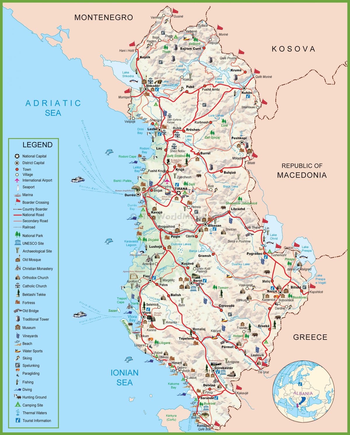 kartes shqiperia Albānija