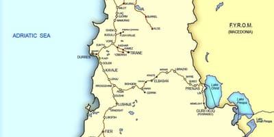 Karte Albānija vilcienu