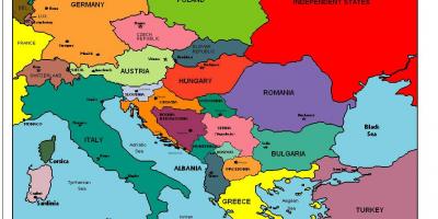 Eiropas karte, kas rāda Albānija